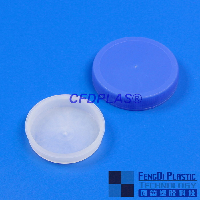 Boun à vis bleu nervuré de 63 mm avec bouchon intérieur LDPE