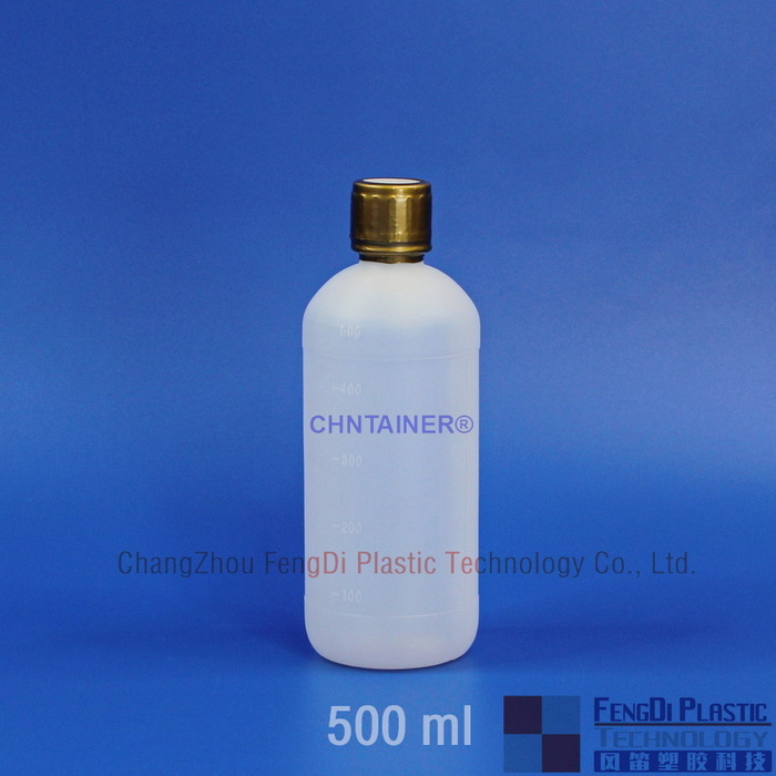 Bouteille ronde de solution d'alcool de 500 ml avec bonnet d'étanchéité à induction
