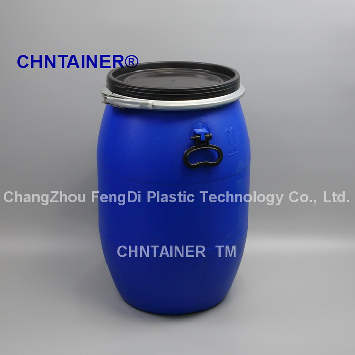 60 litres de tambour en plastique tête ouverte avec bague de verrouillage du levier